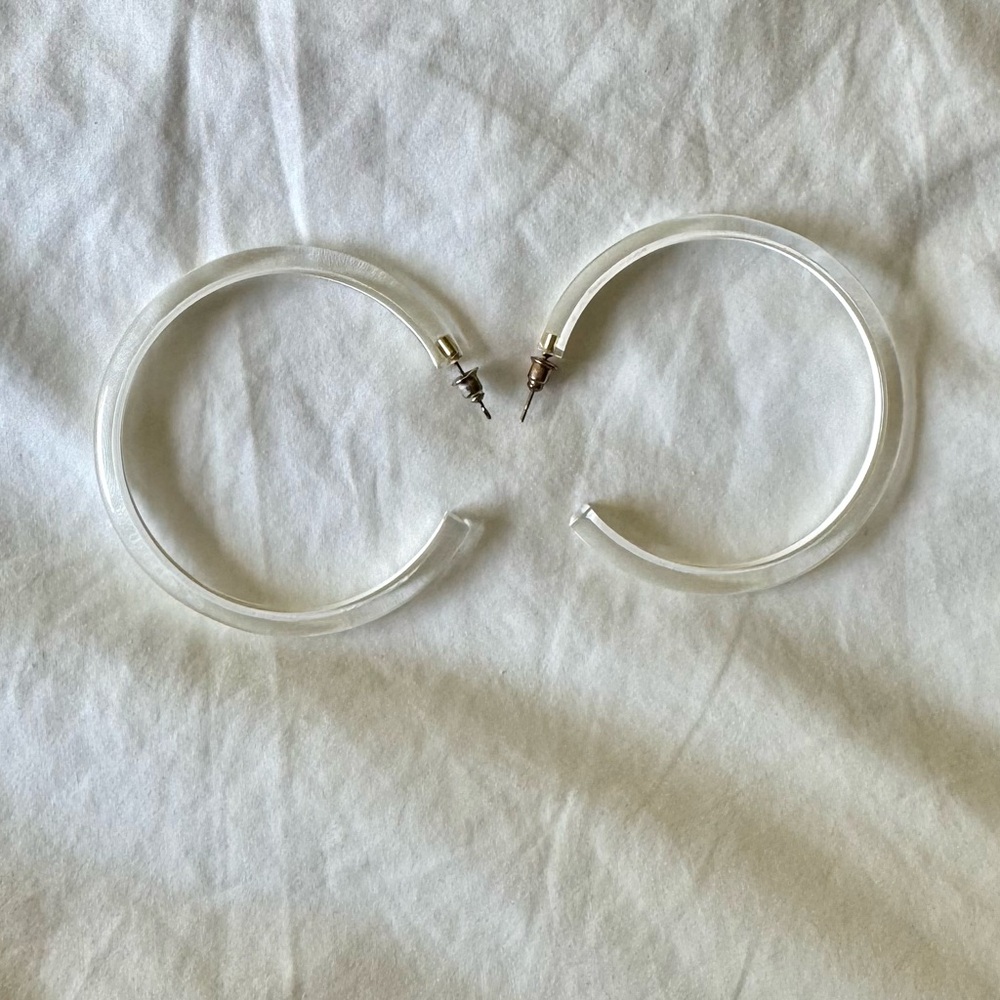 Clear Acrylic Hoop Earrings - Transparent Round Hoops
